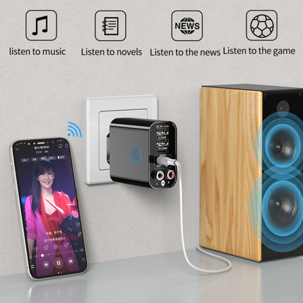 K16 2 in 1 3,5mm AUX + RAC Dual Ausgang Plug-in Bluetooth 5,0 Audio Sender Empfänger mit Fernbedienung, EU Stecker, EU Stecker