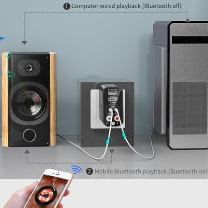 K16 2 in 1 3,5mm AUX + RAC Dual Ausgang Plug-in Bluetooth 5,0 Audio Sender Empfänger mit Fernbedienung, EU Stecker, EU Stecker