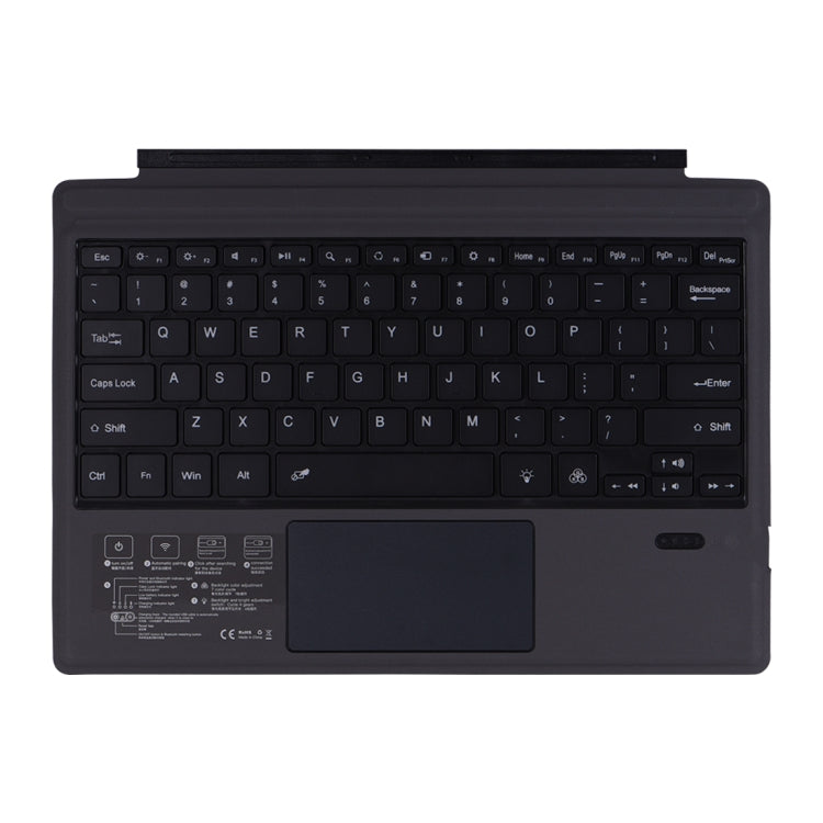 1089D-C For Microsoft Surface pro3 / pro4 / pro 2017 / pro6 / pro7 Universal Magnetic Adsorption Bluetooth 3.0 Keyboard Holster with Colorful Backlight