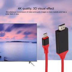 USB-C / Type-C 3.1 to 4K HD HDMI Plastic Video Cable, Length: 2m, 2m Red