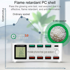 818D 8 In 1 Multi-function USB Charging Station Smart Socket Holder Stand