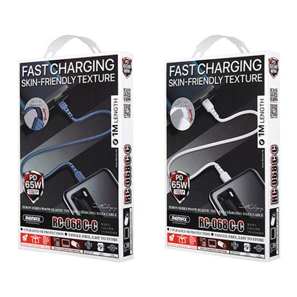 REMAX RC-068 PD 65W Type-C / USB-C to Type-C / USB-C High Elastic TPE Fast Charging Data Cable, Length: 1m, Type-C to Type-C