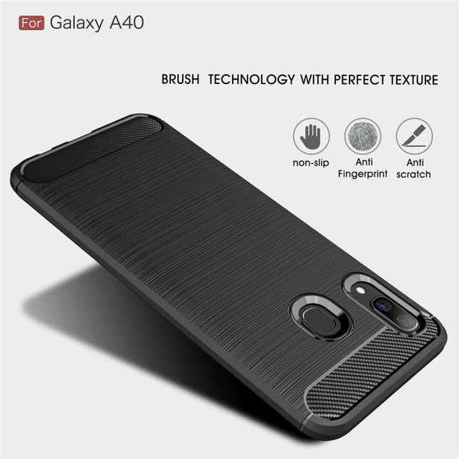 Brushed Texture Carbon Fiber TPU Case for Galaxy A40
