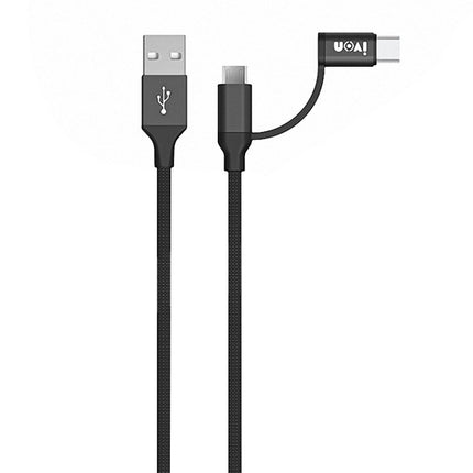 IVON CA52 2.4A USB to Type-C + Micro USB 2 in 1 Charging Sync Data Cable, Length: 1m, Type-C + Micro USB