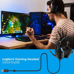 ZS0155 For Logitech G633 / G633s USB Headset Audio Cable Support Call / Headset Lighting, Cable Length: 2m, For Logitech G633 2m