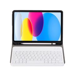 For iPad 10th Gen 10.9 2022 A10B Lambskin Texture Ultra-thin Bluetooth Keyboard Leather Tablet Case with Pen Slot, A10B