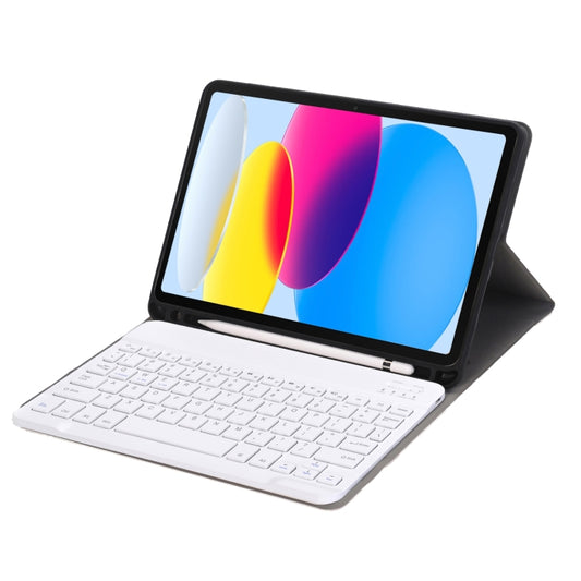 Für iPad 10. Generation 10.9 2022 A10B Lammfellstruktur Ultradünne Bluetooth-Tastatur Leder-Tablet-Hülle mit Stiftschlitz, A10B