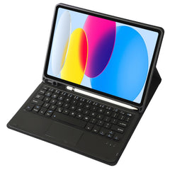 Für iPad 10. Generation 10.9 2022 A10B-A Lammfellstruktur Bluetooth Touch-Tastatur Leder-Tablet-Hülle mit Stiftschlitz, A10B-A