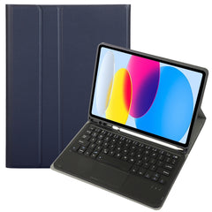 Für iPad 10. Generation 10.9 2022 A10B-A Lammfellstruktur Bluetooth Touch-Tastatur Leder-Tablet-Hülle mit Stiftschlitz, A10B-A