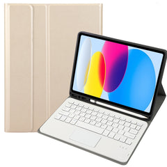 Für iPad 10. Generation 10.9 2022 A10B-A Lammfellstruktur Bluetooth Touch-Tastatur Leder-Tablet-Hülle mit Stiftschlitz, A10B-A