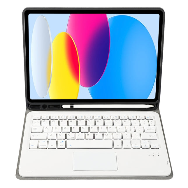 Für iPad 10. Generation 10.9 2022 A10B-A Lammfellstruktur Bluetooth Touch-Tastatur Leder-Tablet-Hülle mit Stiftschlitz, A10B-A