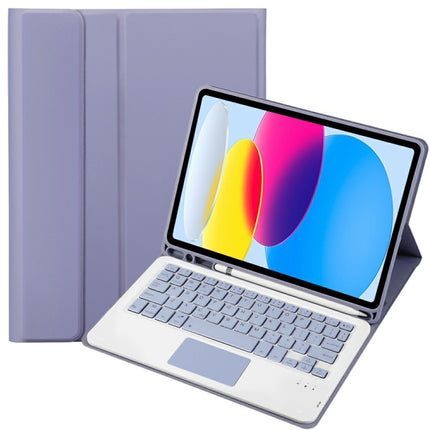 For iPad 11 2025 / 10th Gen 10.9 2022 A10B-A Lambskin Texture Bluetooth Touch Keyboard Leather Tablet Case with Pen Slot, A10B-A