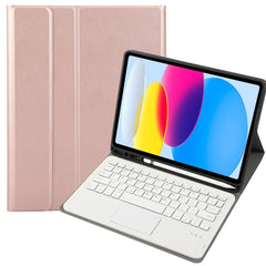 Für iPad 10. Generation 10.9 2022 A10B-A Lammfellstruktur Bluetooth Touch-Tastatur Leder-Tablet-Hülle mit Stiftschlitz, A10B-A