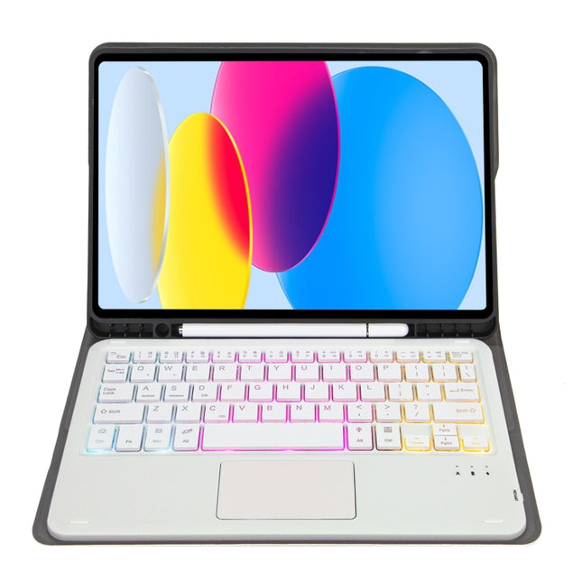 Funda de piel de cordero con textura retroiluminada, teclado táctil Bluetooth y ranura para bolígrafo para iPad 10.ª generación 10.9 2022 A10B-AS, A10B-AS