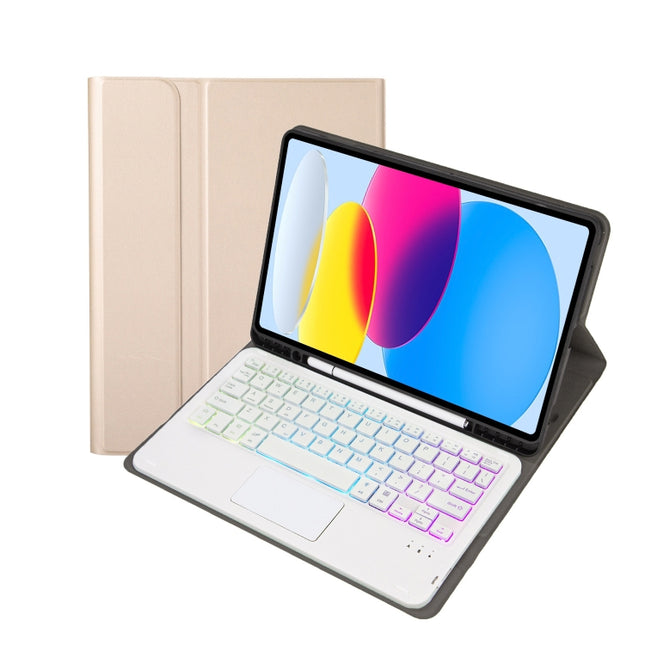Funda de piel de cordero con textura retroiluminada, teclado táctil Bluetooth y ranura para bolígrafo para iPad 10.ª generación 10.9 2022 A10B-AS, A10B-AS