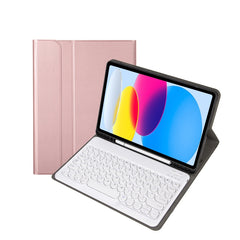 Für iPad 10. Generation 10.9 2022 YA10B Lammfelltextur Bluetooth-Tastatur Leder-Tablet-Hülle mit Stiftschlitz, YA10B