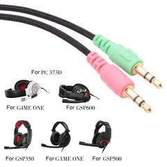 ZS0076 PC Version Gaming Headphone Cable for Sennheiser PC 373D GSP350 GSP500 GSP600 G4ME ONE GAME ZERO, PC Version