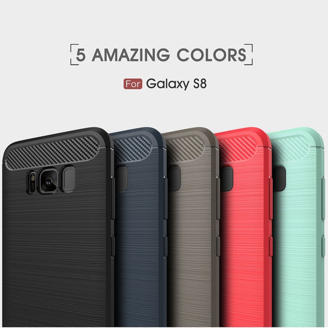 For Galaxy S8 Brushed Carbon Fiber Texture Shockproof TPU Protective Cover Case