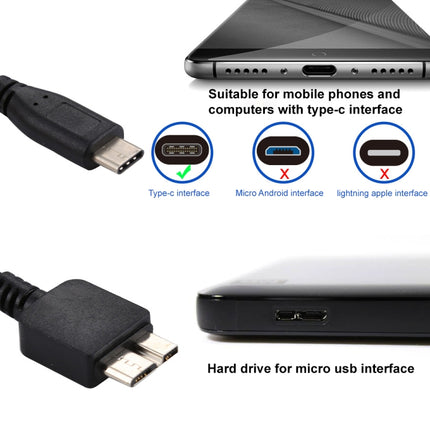USB-C / Type-C Male to Micro B Male Adapter Cable, Total Length: about 30cm