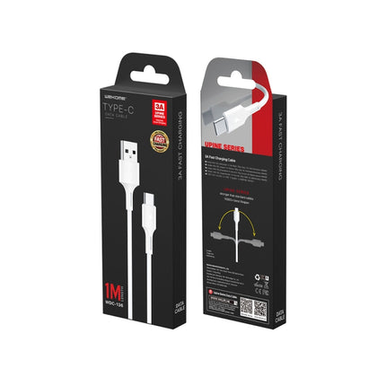 WK WDC-136 USB to Type-C / USB-C 3A Fast Charging Data Cable, USB to Type-C(White)