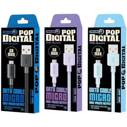 WEKOME WDC-03 Tidal Energy Series 3A USB to Micro USB Braided Data Cable, Length: 1m, USB to Micro USB