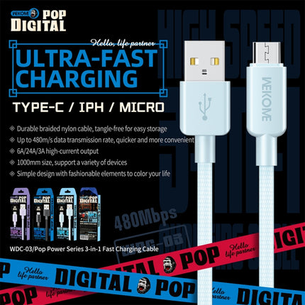 WEKOME WDC-03 Tidal Energy Series 3A USB to Micro USB Braided Data Cable, Length: 1m, USB to Micro USB