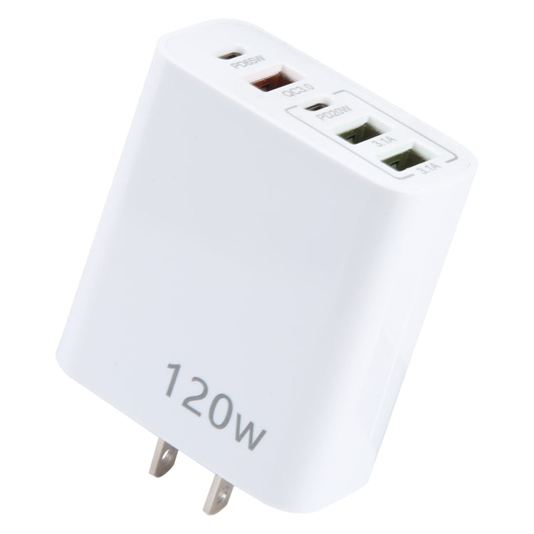 120W Dual PD Type-C + 3 x USB Multi Port Charger, US Plug, US Plug