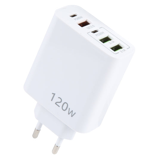 120W Dual PD Type-C + 3 x USB Multi Port Charger, EU Plug, EU Plug