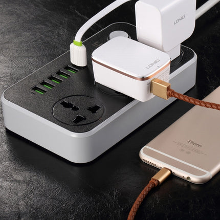 LDNIO SC3604 6 x USB-Anschlüsse Multifunktions-Reisesteckdose für Zuhause und Büro, Kabellänge: 2 m, US-Stecker, SAS8611AUK, SAS8611AUS, SAS8611BUK, SAS8611BUS, SAS8611EU