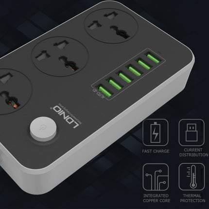 LDNIO SC3604 6 x USB-Anschlüsse Multifunktions-Reisesteckdose für Zuhause und Büro, Kabellänge: 2 m, US-Stecker, SAS8611AUK, SAS8611AUS, SAS8611BUK, SAS8611BUS, SAS8611EU