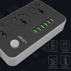 LDNIO SC3604 6 x USB Ports Multi-function Travel Home Office Socket, Cable Length: 2m, US Plug, SAS8611AUK, SAS8611AUS, SAS8611BUK, SAS8611BUS, SAS8611EU