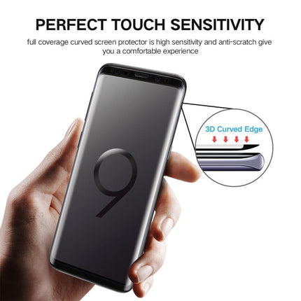 For Galaxy S9+ 0.33mm 9H Surface Hardness 3D Curved Edge Anti-scratch Full Screen HD Full Glue Glass Screen Protector