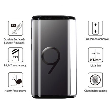 For Galaxy S9+ 0.33mm 9H Surface Hardness 3D Curved Edge Anti-scratch Full Screen HD Full Glue Glass Screen Protector