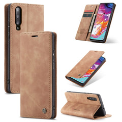 CaseMe-013 Multifunctional Retro Frosted Horizontal Flip Leather Case for Galaxy A70, with Card Slot & Holder & Zipper Wallet & Photo Frame, For Galaxy A70