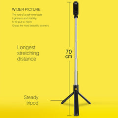 K07 Bluetooth 4.0 Mobile Phone Adjustable Bluetooth Selfie Stick Self-timer Pole Tripod