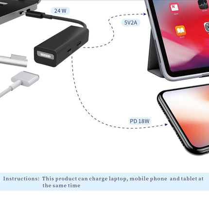 Adaptador convertidor 3 en 1 MagSafe 1/2 + puerto PD + USB a USB-C/Tipo-C