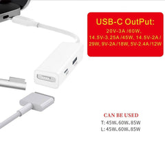 3 in 1 MagSafe 1 / 2 + PD Port + USB to USB-C / Type-C Converter Adapter