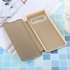 PU Electroplating Mirror Horizontal Flip Leather Case for Galaxy S10, with Holder, For Galaxy S10