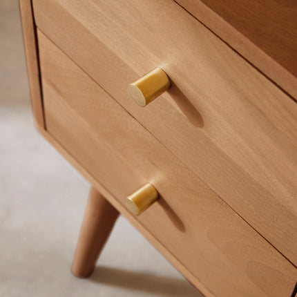 Scandinavian Light Walnut Logan Narrow Bedside Table