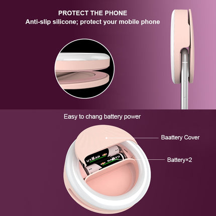 Luz de belleza recargable para selfies RK34, luz de relleno con flash y clip para selfies