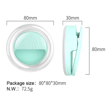 Luz de belleza recargable para selfies RK34, luz de relleno con flash y clip para selfies