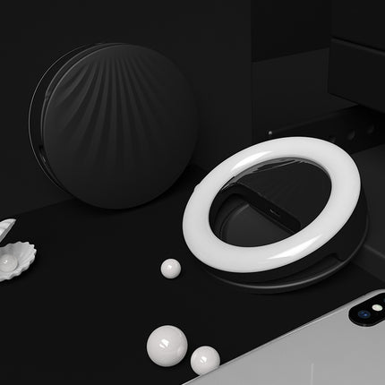 Luz de belleza recargable para selfies RK34, luz de relleno con flash y clip para selfies