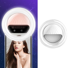 Luz de belleza recargable para selfies RK34, luz de relleno con flash y clip para selfies
