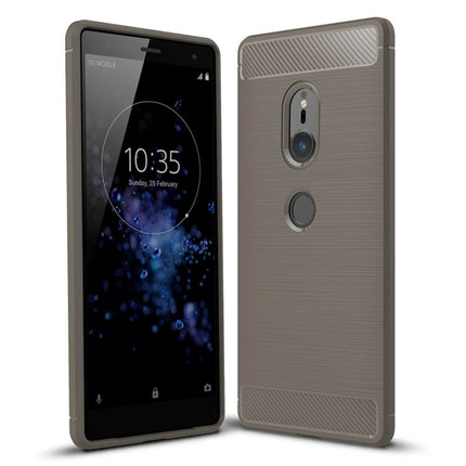For Sony Xperia XZ2 Brushed Texture Carbon Fiber Shockproof TPU Protective Back Case