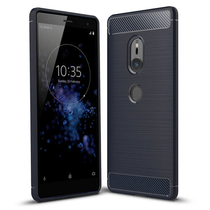 For Sony Xperia XZ2 Brushed Texture Carbon Fiber Shockproof TPU Protective Back Case