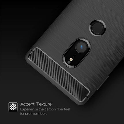 For Sony Xperia XZ2 Brushed Texture Carbon Fiber Shockproof TPU Protective Back Case
