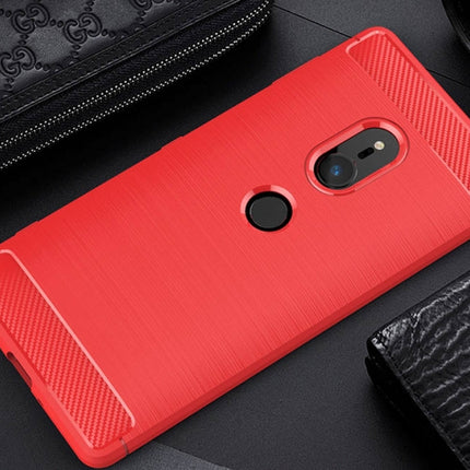 For Sony Xperia XZ2 Brushed Texture Carbon Fiber Shockproof TPU Protective Back Case