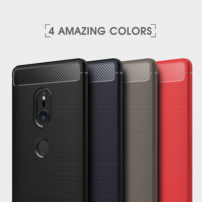 For Sony Xperia XZ2 Brushed Texture Carbon Fiber Shockproof TPU Protective Back Case