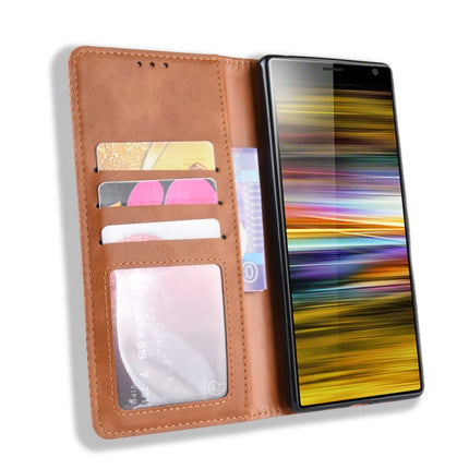 Magnetic Buckle Retro Texture Horizontal Flip Leather Case for Sony Xperia 10 Plus, with Holder & Card Slots & Wallet, Sony Xperia 10 Plus