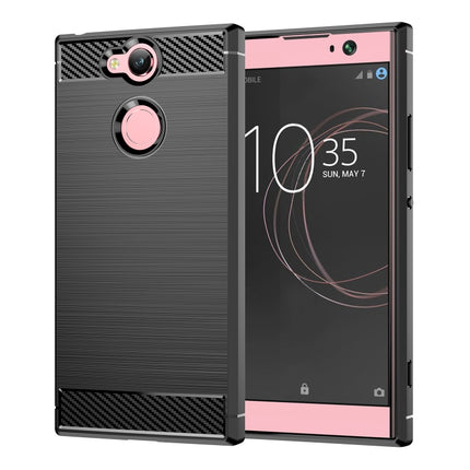 For Sony Xperia XA2 Brushed Texture Carbon Fiber Shockproof TPU Protective Back Case
